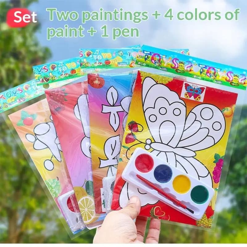 〔NN71〕Children DIY Watercolor Painting Set Kit For Home Craft School Art Lessons Kids Party Activities