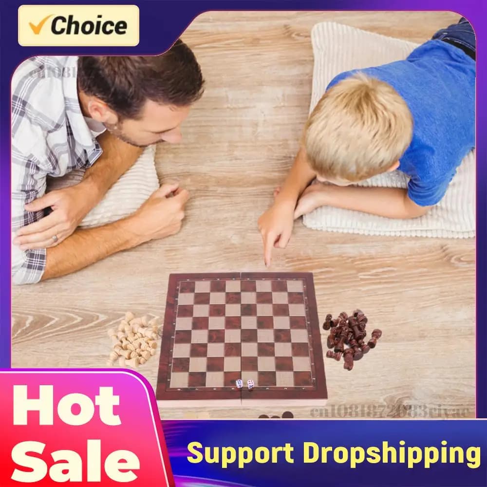 Grande Scacchiera in Legno 29x29cm per Sviluppare il Pensiero Strategico, Set di Scacchi Pieghevole Non Tossico, Regalo Ideale per Ragazzi e Ragazze