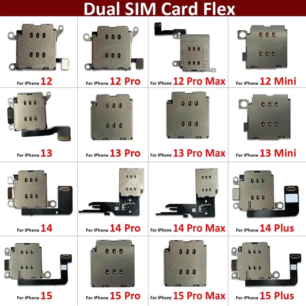 Nuovo Lettore di Schede SIM Per iPhone 11 12 13 14 15 Pro Max Plus Mini Doppia Slot Per Scheda SIM Presa Adattatore Interno Con Cavo Della Flessione
