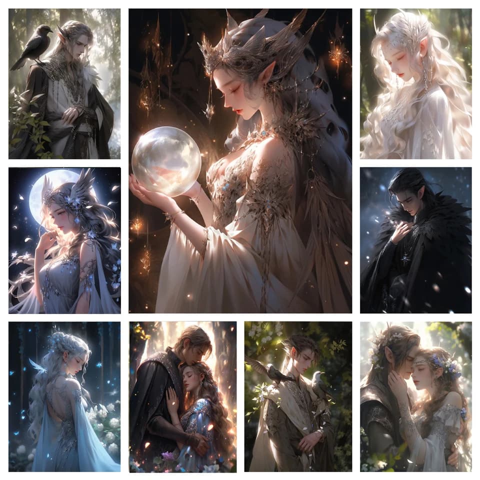 Pittura Diamante 5D Fai da Te Elfo della Foresta Fantastica 2023 Nuovo Ricamo Diamantato Punto Croce Mosaico Completo Cartone Animato Ragazza Coppia Decorazioni per la Casa