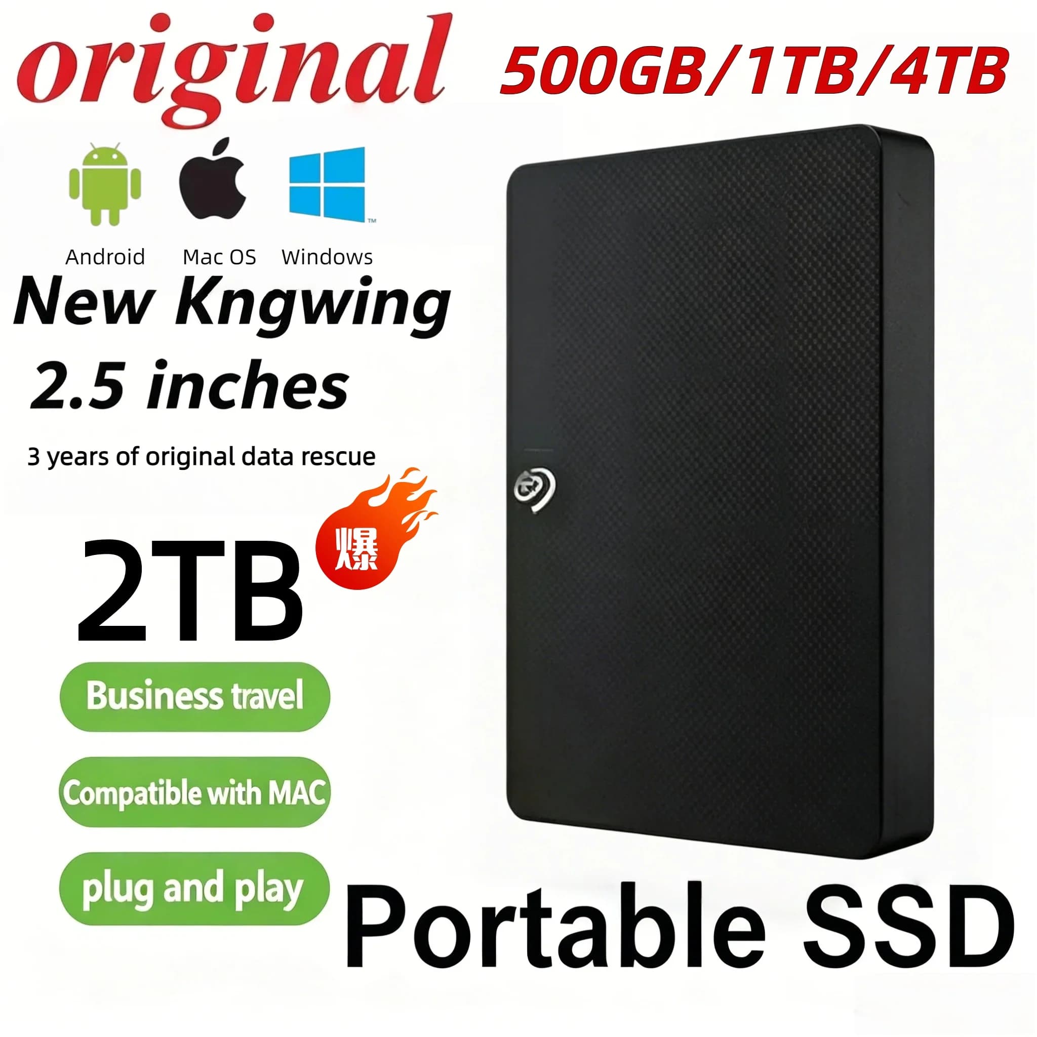 OEM per Seagate Expansion HDD Drive Disk 500GB 1TB 2TB USB3.0 Disco Rigido Esterno Portatile da 2.5 Pollici BOX Pro