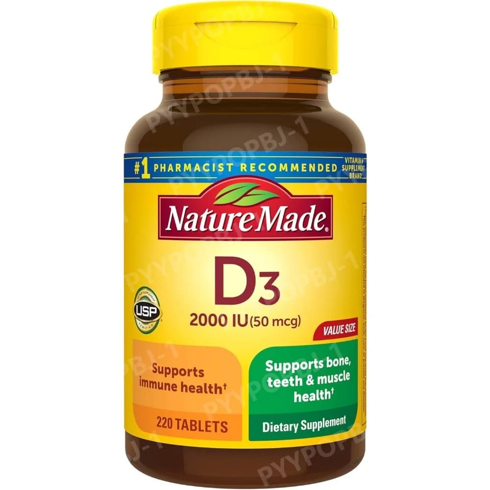 Vitamin D3 2000 UI (50 Mcg), Vitamin D supplement for bone, teeth, muscles and immune system, 220 tablets, 22