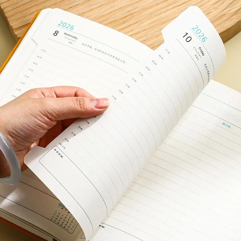 Agenda Planner 2026 in Inglese, Blocco Note Resistente all'Usura, Segnalibro, Agenda A5, Quaderno per Pianificazione, Carta Spessa, 12 Mesi