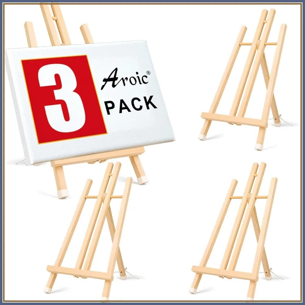 Set di 3 Cavalletti in Legno da 15 Pollici, Supporto a Treppiede per Tele da Pittura, Arte e Artigianato, Cavalletto Portatile da Tavolo per Esposizione