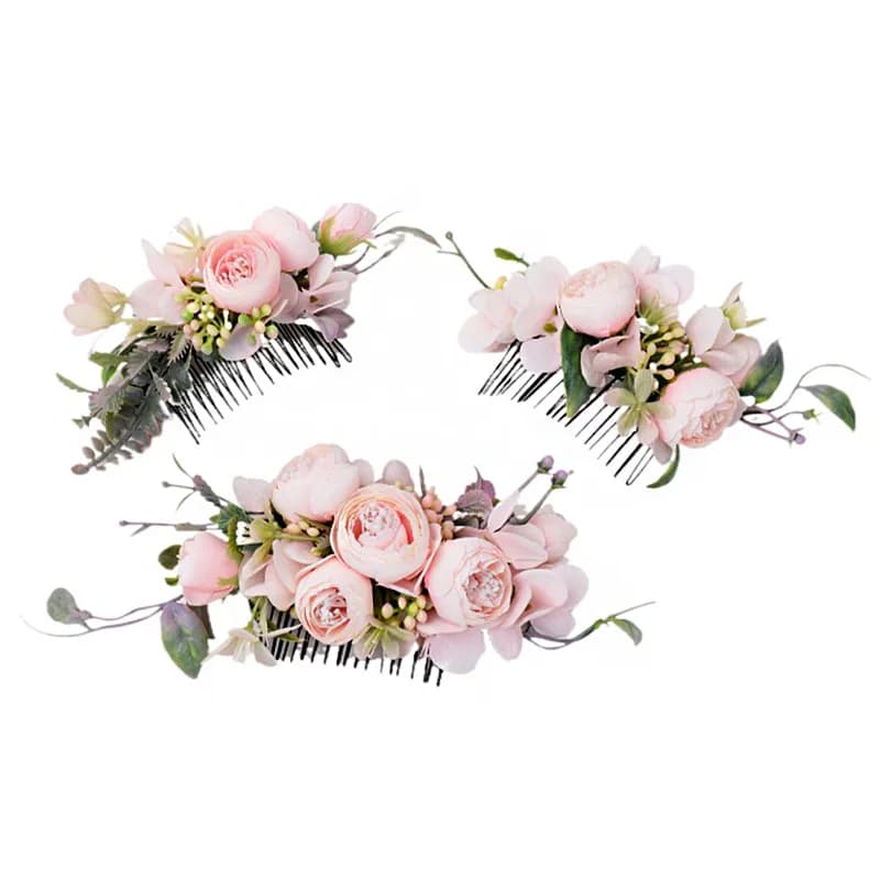 BOHO Sposa Fiore artificiale Pettine per capelli per le donne Sposa Tiara Testa Ornamenti Copricapo Forcina Accessori per capelli Gioielli