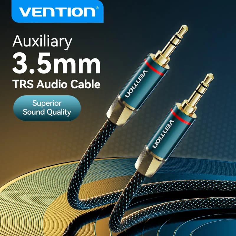 Vention Cavo audio jack da 3,5 mm per cuffie Xiaomi Jack per laptop 3.5 Maschio a maschio Cavo Aux per auto Jack 3.5 Cavo audio per altoparlante