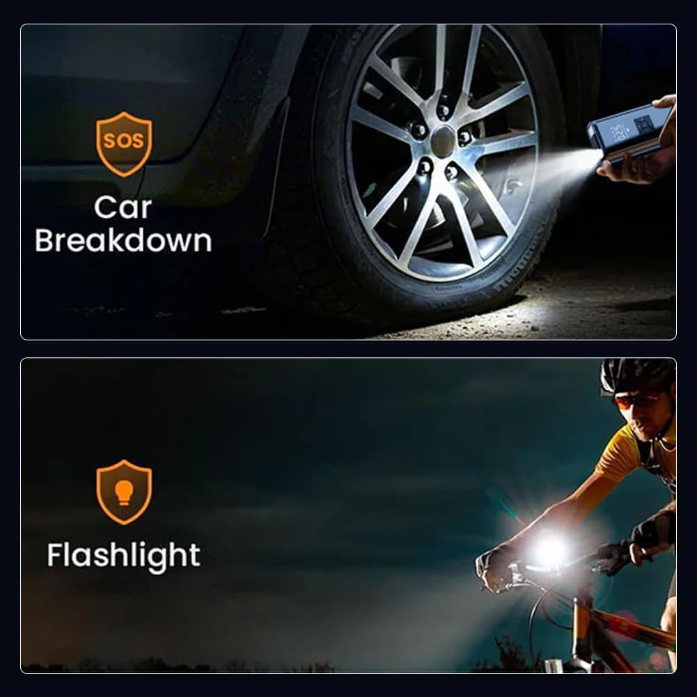 Compressore d'aria per bicicletta 150PSI con luce a LED Gonfiatore per pneumatici per auto Display LCD Pompa d'aria per auto per palla da bicicletta per automobile
