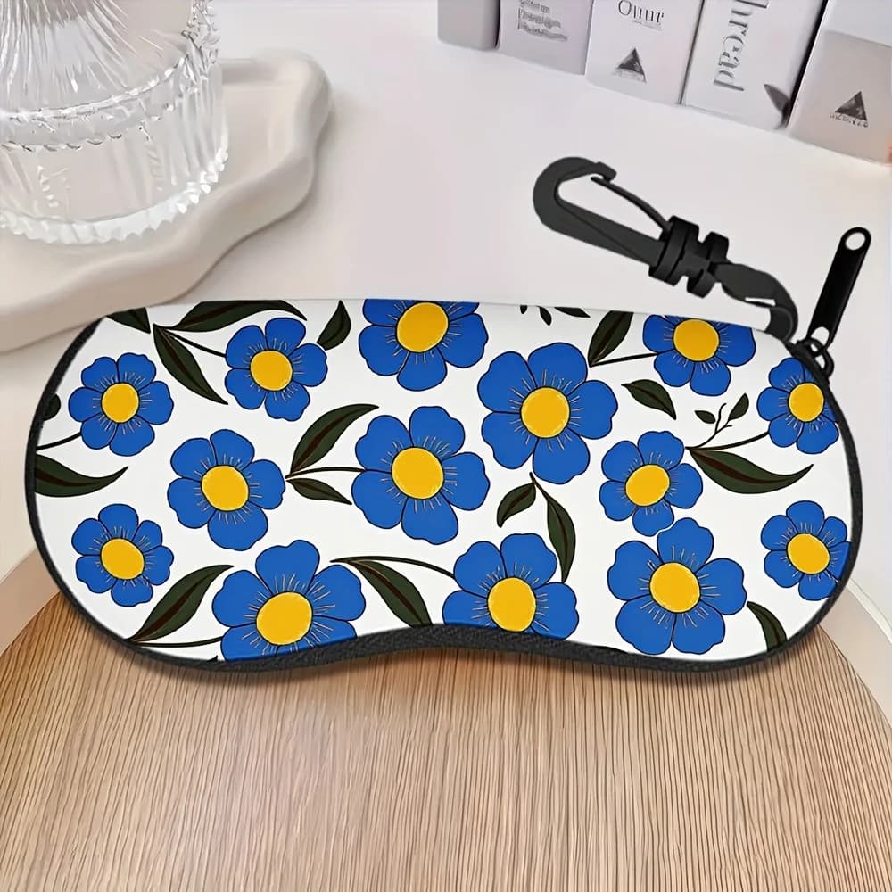 1 vintage glasses case with floral pattern, compatible with fashionable glasses, reading glasses, swimming glasses - light case