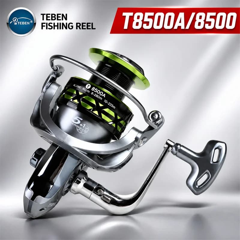 TEBEN T8500A Spinning Fishing Reel Full Metal Head Long Casting Reel For Saltwater Sea Fishing Anchor Metal Spool Folding Handle