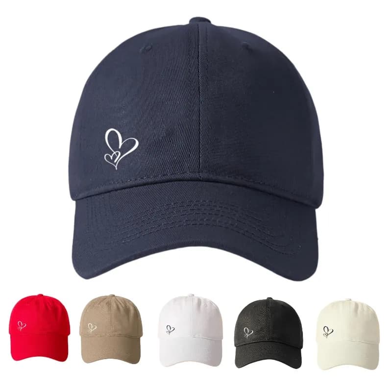1 baseball cap with heart pattern, design with white heart, casual with adjustable snapback closure for men and women