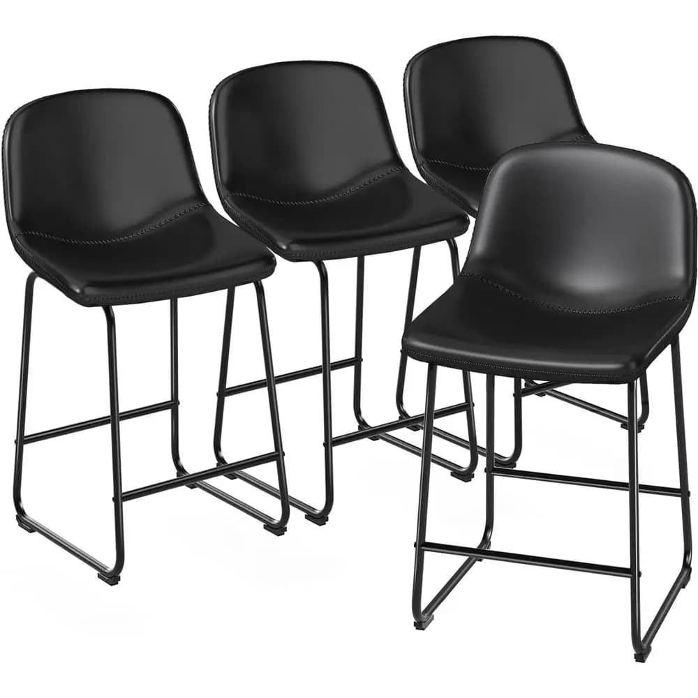 Set di 4 sedie da pranzo in pelle, altezza bancone con supporto per la schiena, portata 500 libbre, ideali per casa, cucina, sala da pranzo, bar, C