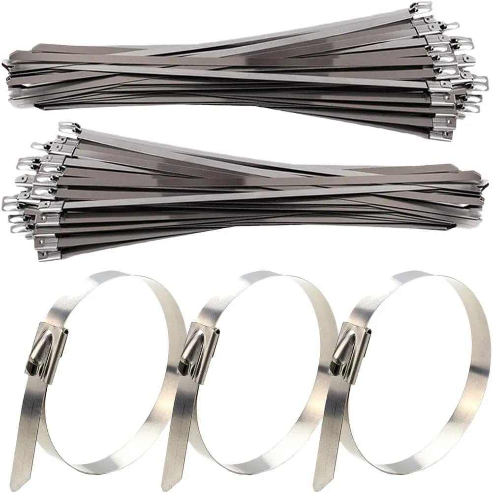 100Pcs Stainless Steel Cable Ties Multifunction Heavy Duty Metal Zip Ties for Workshop Automotive Farm Data Cable Management