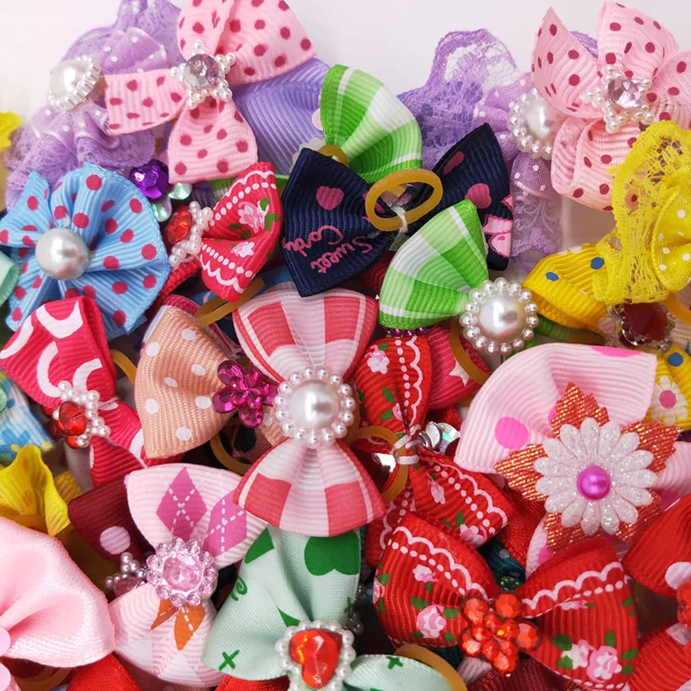 20 Pezzi Elastici Multicolor per Capelli, Fiocchi per Animali Domestici, Fasce in Gomma per Cani e Gatti, Accessori per Toelettatura, Elastici per Capelli per Animali