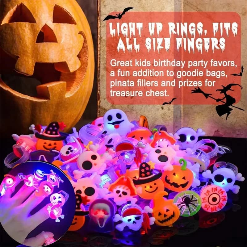 2024 anelli luminosi di Halloween creativo zucca fantasma teschio LED per bambini anelli di barretta giocattoli luci gioielli regali per feste
