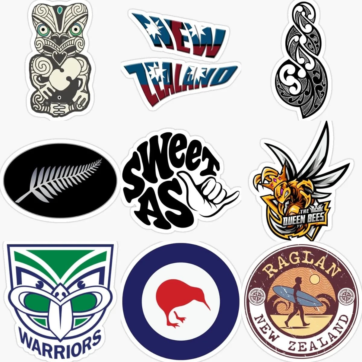 New Zealand flag emblem Kiwi Totem Wall decal Bike accessories Motorbikes Camper Laptop Trucks Offroad Window Helmet PVC