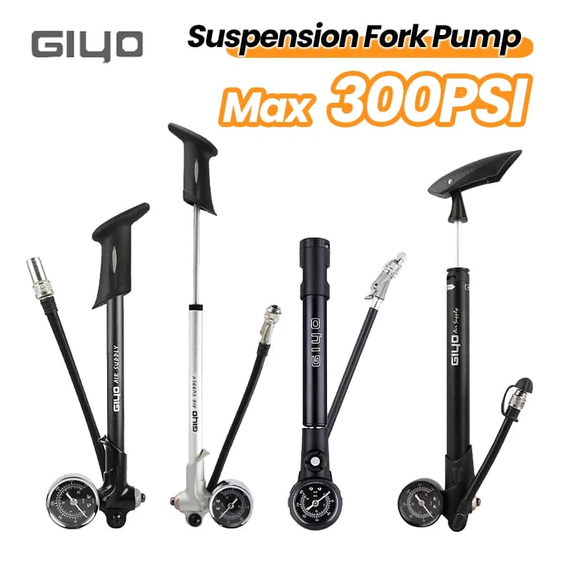 Pompa di sospensione antiurto per bicicletta GIYO 300psi ad alta pressione con manometro forcella per bici in alluminio da montagna e sospensione posteriore MTB scrap
