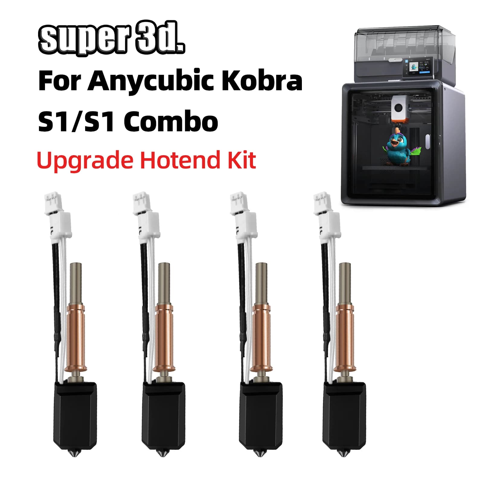For Anycubic Kobra S1 Hotend Kobra S1 Combo Upgraded Hot End Kit 0.4mm Hardened Steel Nozzle for Anycubic Kobra S1 Print Head