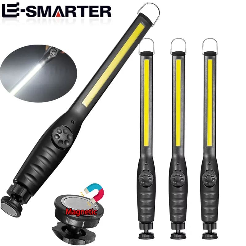 Luci da lavoro a LED portatili COB Lampada da lavoro a LED magnetica senza fili Luci di ispezione per riparazioni auto, casa, garage, emergenza