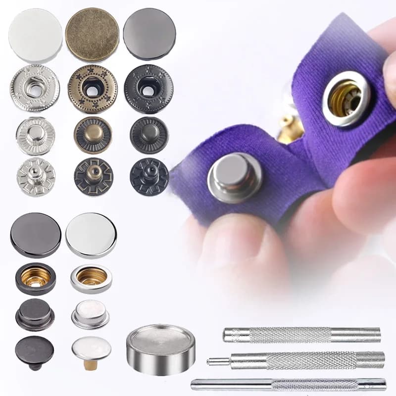 40 set/160 pezzi bottoni colorati con chiusura a scatto bottoni nascosti in rame senza cuciture per piumino, zaino, cappotto