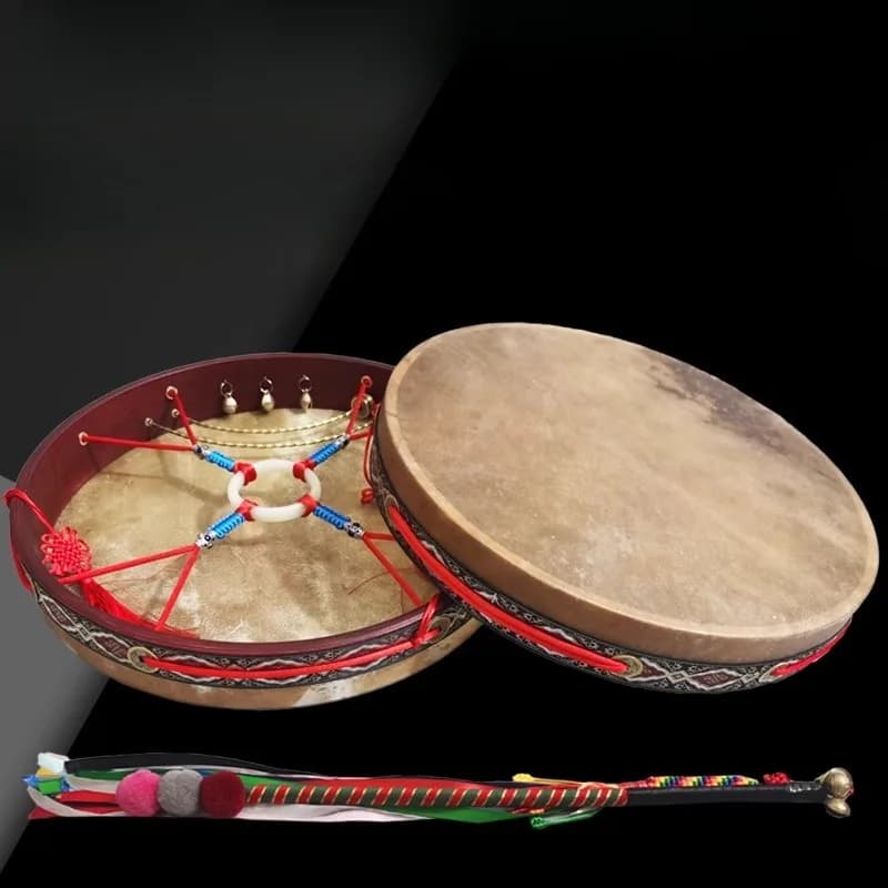 Cowhide Shaman Drum Adult Portable Handheld Shaman Drums Meditation Sound Healing Tambourine Beginner Percussion Instruments