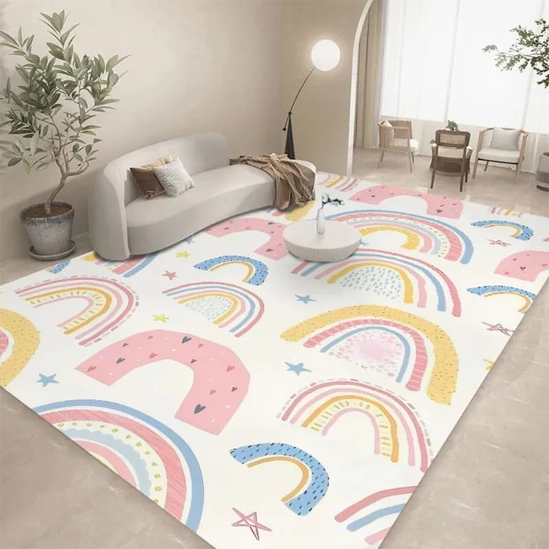 Semplice e carino ragazza arcobaleno nuvola modello tappeto tappetino soggiorno camera da letto tappetino decorazione della casa tappeti arredamento camera da letto tappeto