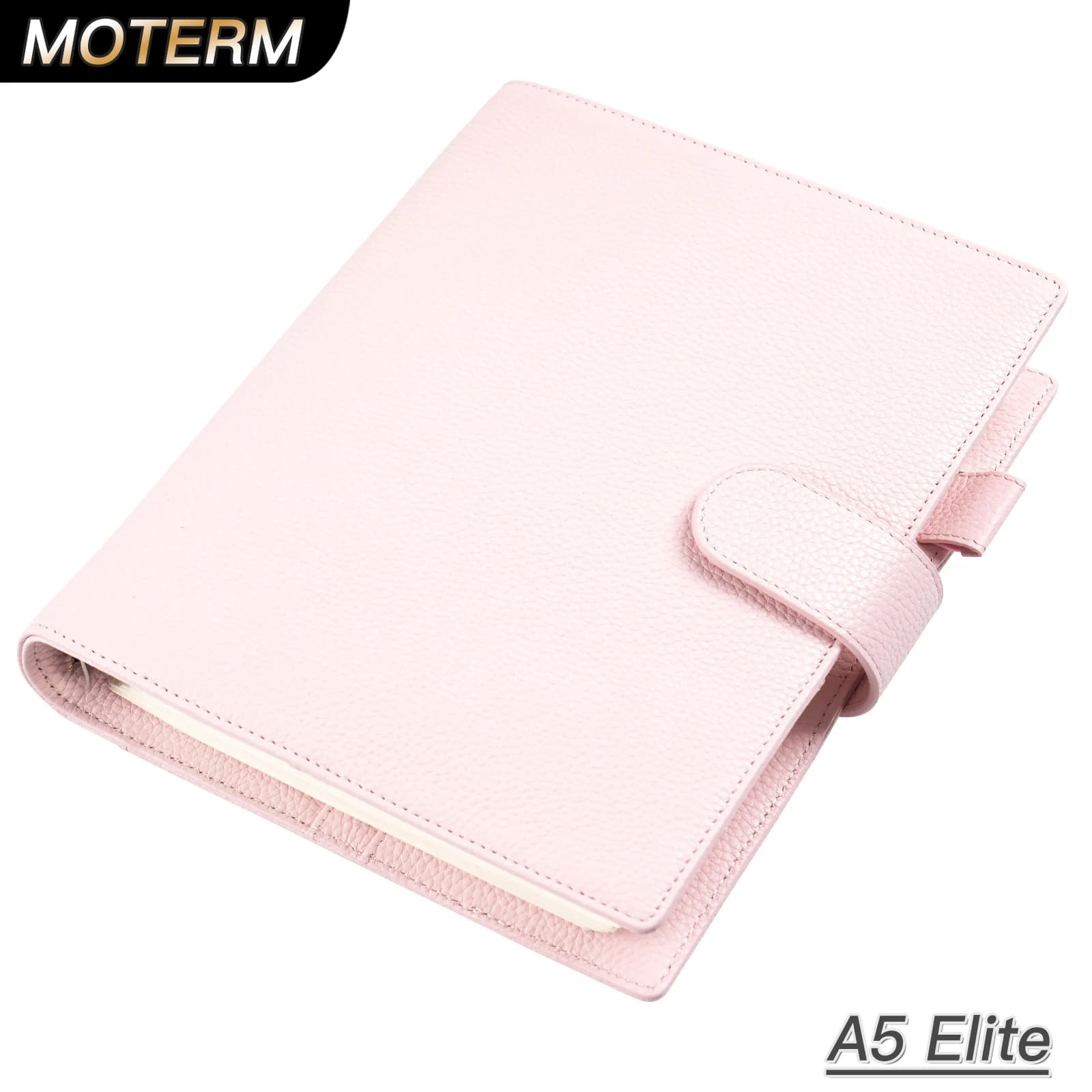 Moterm A5 Size Elite Rings Planner Cover with 25 mm Rings Pebbled Grain Leather Binder Organizer Office Notebook Journal Diary
