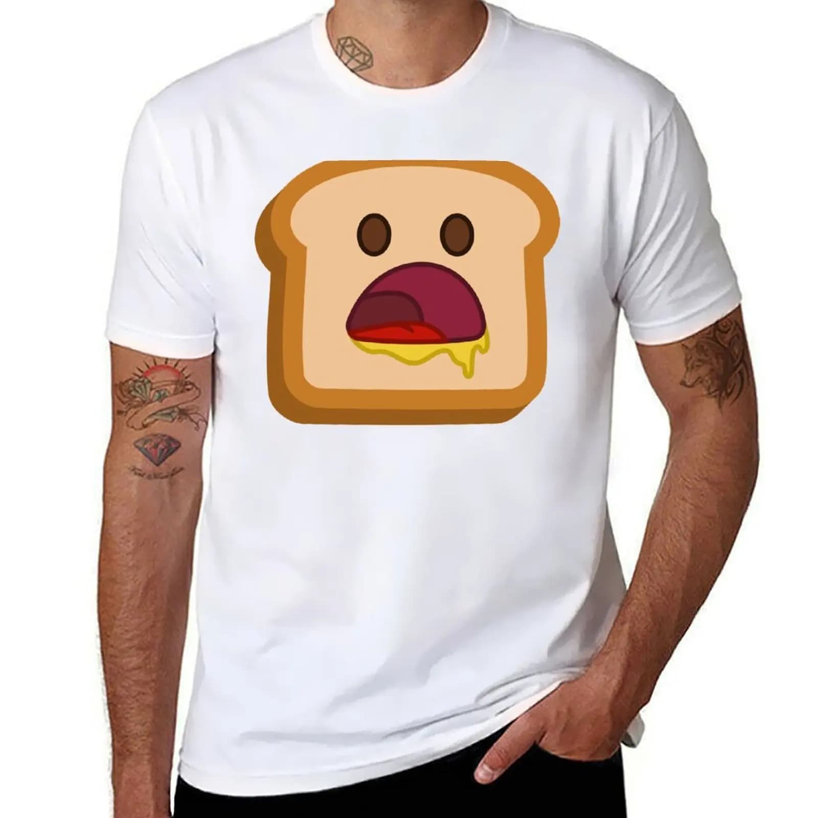 T-shirt Toast men's t-shirts funny men's cotton t-shirts white t-shirt