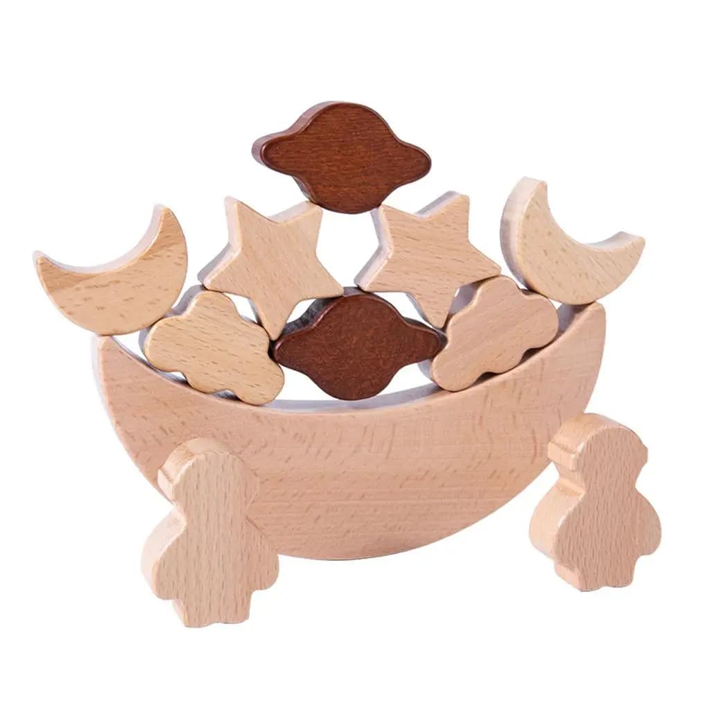 Giocattoli Montessori Blocchi Impilabili Luna Souptoys Giochi Puzzle Blocchi di Equilibrio a Stella per Bambini