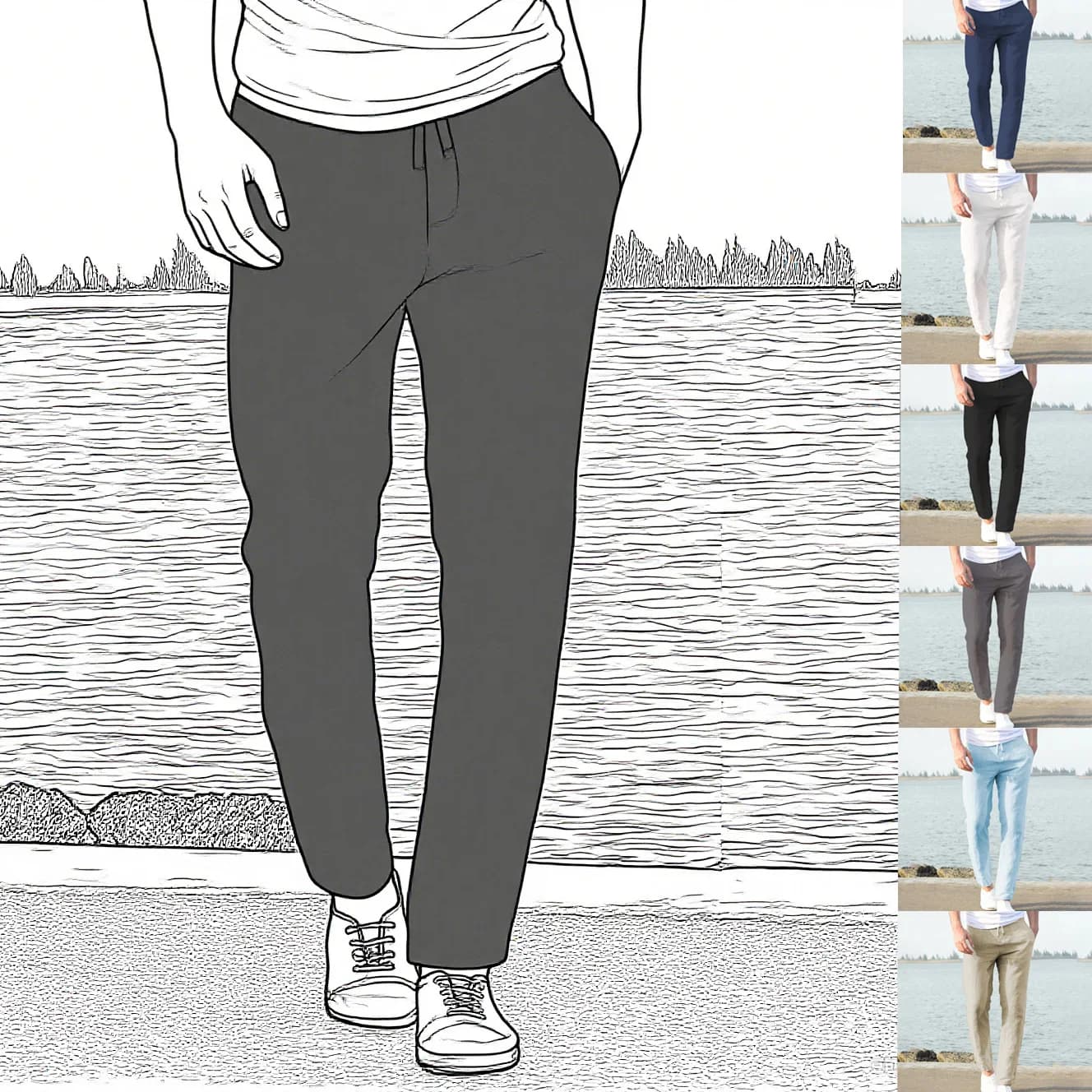 Men's Trousers Cotton Linen Fashion Casual Pants Solid Color Breathable Loose Shorts Straight Drawstring Pants Streetwear Men