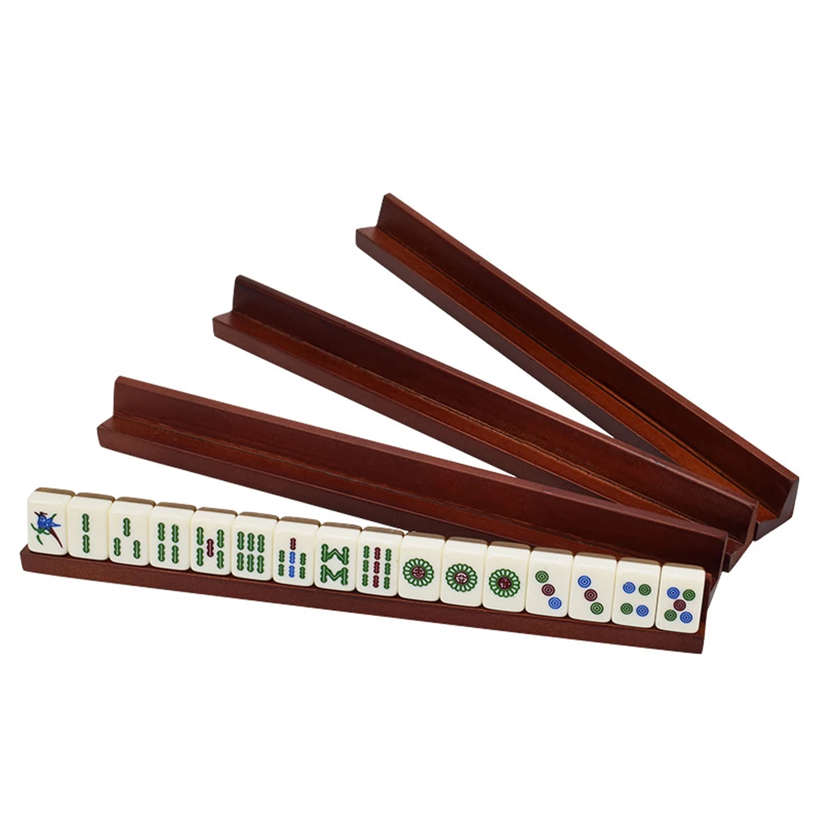 Rastrelliere per giochi Mahjong in legno da 4 pezzi Supporto per spingitore Supporto per Mahjong per l'intrattenimento Giochi Mahjong a casa Attività indoor