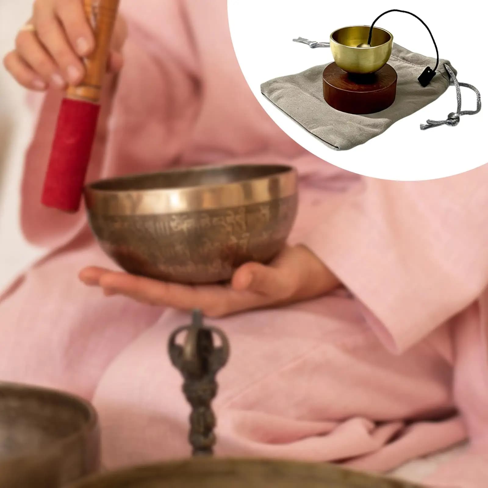Portable Mini Set,Compact,Lightweight,Meditation Sound Bowl Tibetan for Mindfulness Relaxation