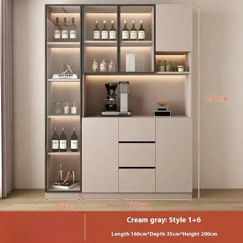 Vetrina Vetrine Bar esterno Cucina Organizzazione di stoccaggio Armadietto del vino Barra ad angolo in vetro Mobili Lumineux Mobilier