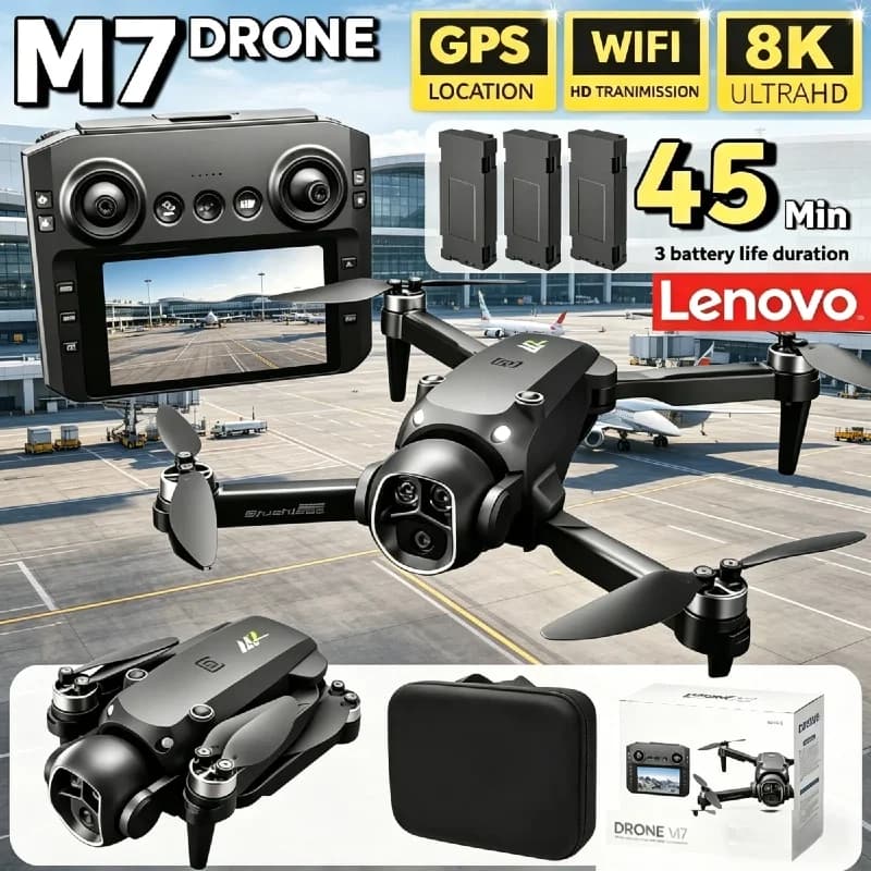 Drone Lenovo M7 RC Quadcopter 8K Professionale per Fotografia Aerea HD con Doppia Fotocamera e Telecomando, Giocattolo Regalo