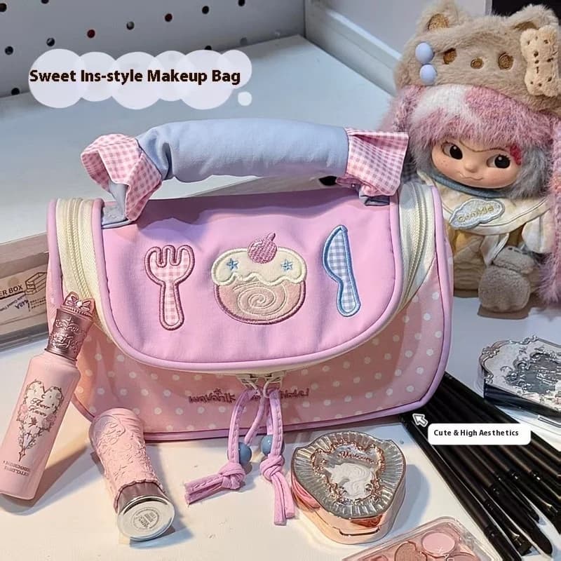 Astuccio per matite Macaron Studente Borsa per trucco carina di grande capacità di alto valore Custodia portatile multistrato tridimensionale