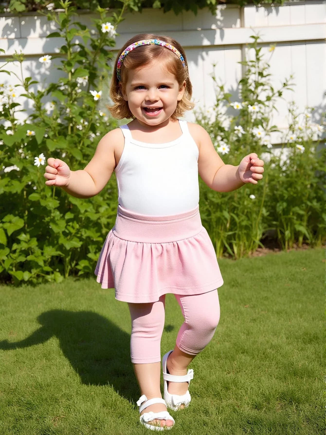 Girls 2-Piece Set Cute Elastic Waist Skirt Pants with Big Skirt for Daily Or Dance Wear Spring Autumn