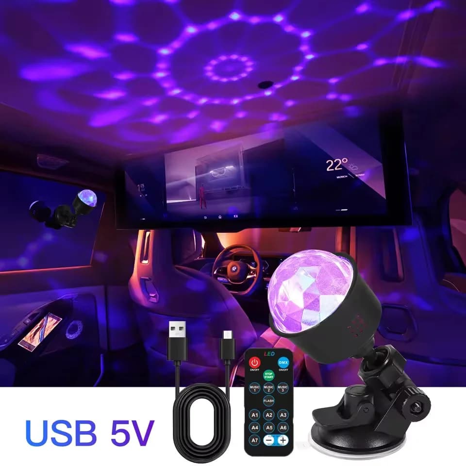 Lampada da discoteca a LED attivata dal suono RGB con telecomando Lampada da palco rotante per DJ per decorazioni natalizie per club di feste in auto a casa