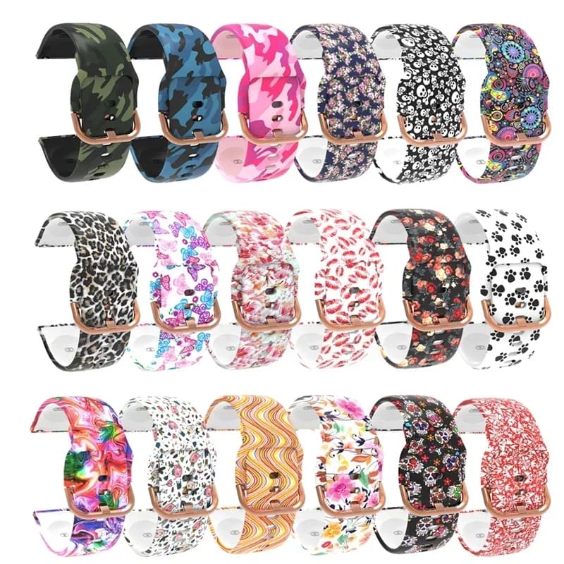 Cinturino in Silicone da 20mm/22mm per Samsung Galaxy watch 6/4/Classic/5/5 pro/Active 2 cinturino sportivo stampato Amazfit GTR/GTS 4-3-2-2e-mini