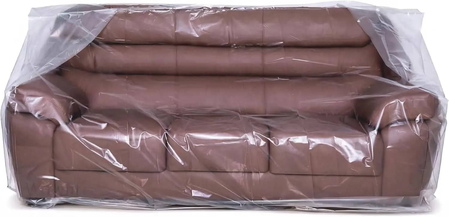Transparent plastic cover for furniture, sofas and boxes, dustproof bag for moving, 4mil thickness, 92W x 42D x 62/41H inch