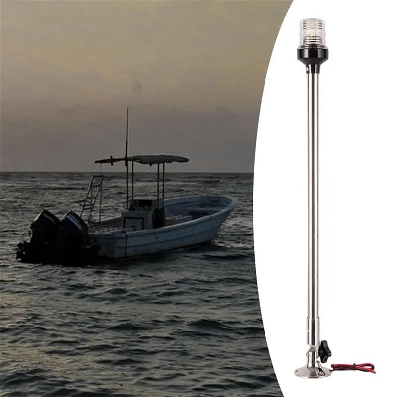 A89E-Adjustable Poles 24 Inch Marine Boat Anchor Light 360° White LED 12V 24V Navigation Lamp For Small Boats