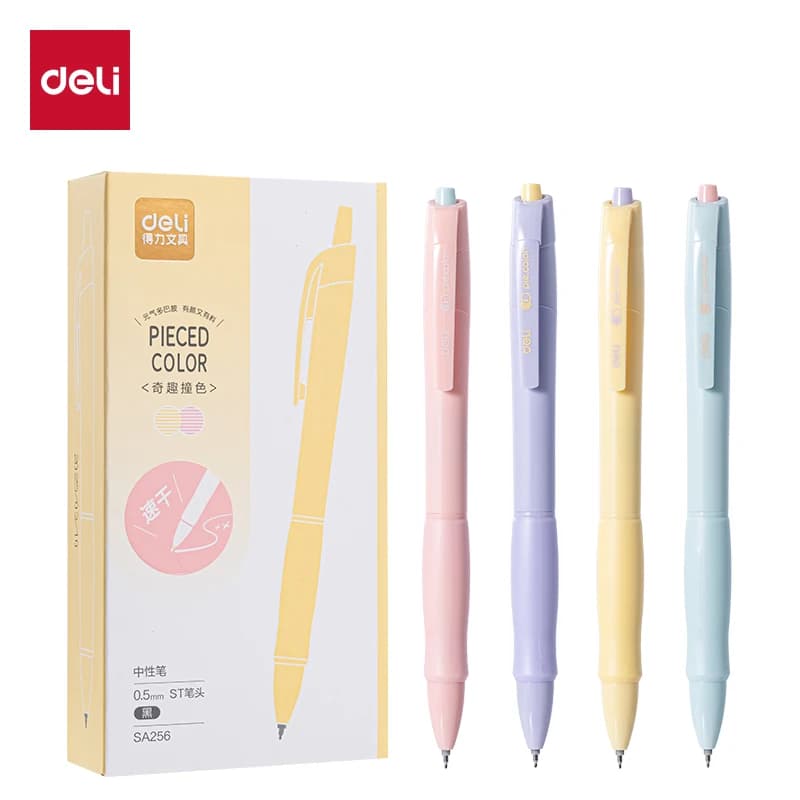 Deli Set di 12 Penne Gel Nere da 0,5mm ad Asciugatura Rapida, Carine, per Firma, Regalo, Forniture per Ufficio e Scuola, Penne Kawaii