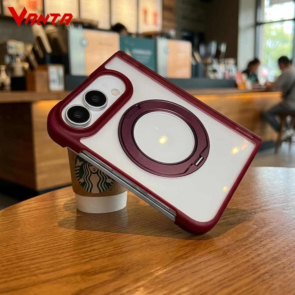 For iPhone Duo 18 Fold Case For MagSafe 360 Rotating Stand Matte Translucent Magnetic Wireless Charging Skin-Feel Cover Wide