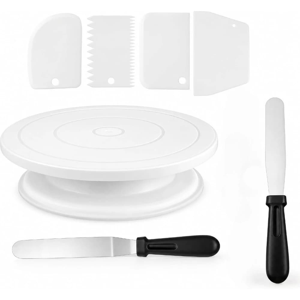 7pcs Cake Decorating Kit with Cake Turntable and Decorating Tools,Easy Cake Decorating for Beginners Professionals