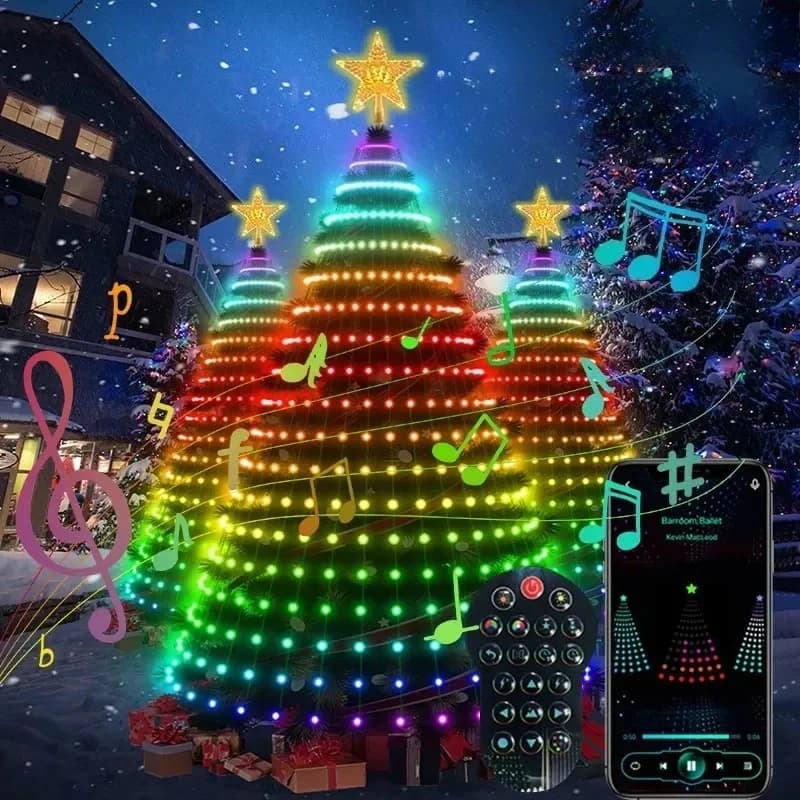 Decorazioni natalizie 2024 Albero Luci a LED Applicazione stringa Immagine fai da te LED RGB IC Fata Controllo Bluetooth