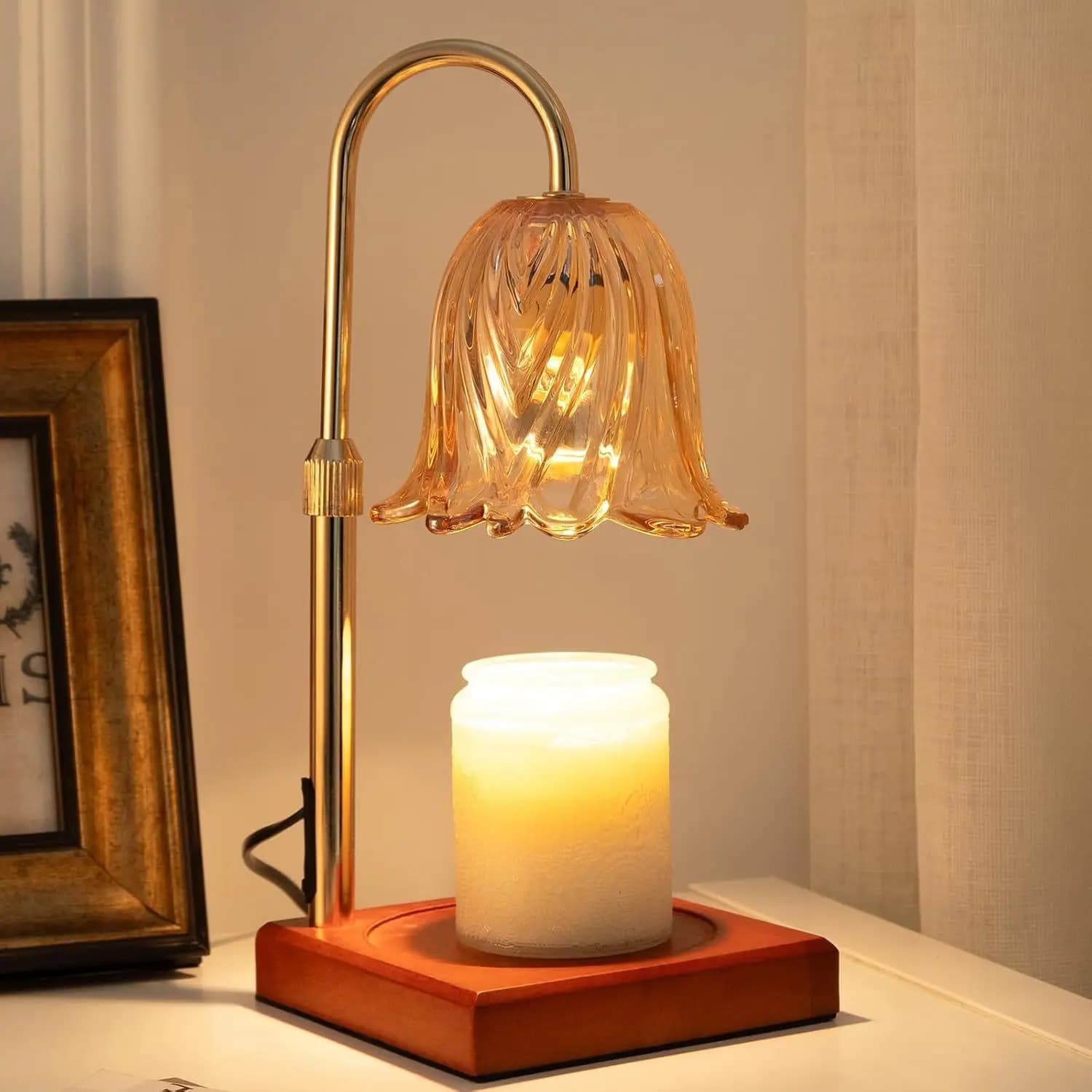Lampada scaldacandele a fiori con timer Base regolabile in altezza Regali di compleanno per il riscaldamento della casa Nuova decorazione per la casa, senza candele incluse