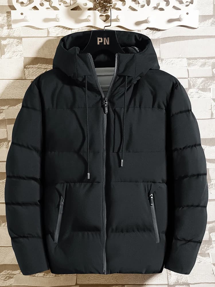 Giacca Invernale Imbottita in Cotone per Uomo, Spessa e Calda, Versatile con Cappuccio, Resistente, Moda Giovanile, Uso Quotidiano, Calore Garantito, Chiusura con Cerniera