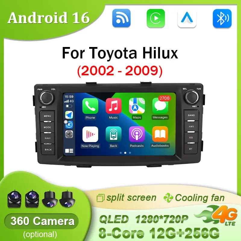 7" Screen Android Radio Wireless Carplay Car Multimedia Audio For Toyota Hilux 2002 - 2009 Head Unit GPS Stereo Wifi Navigation