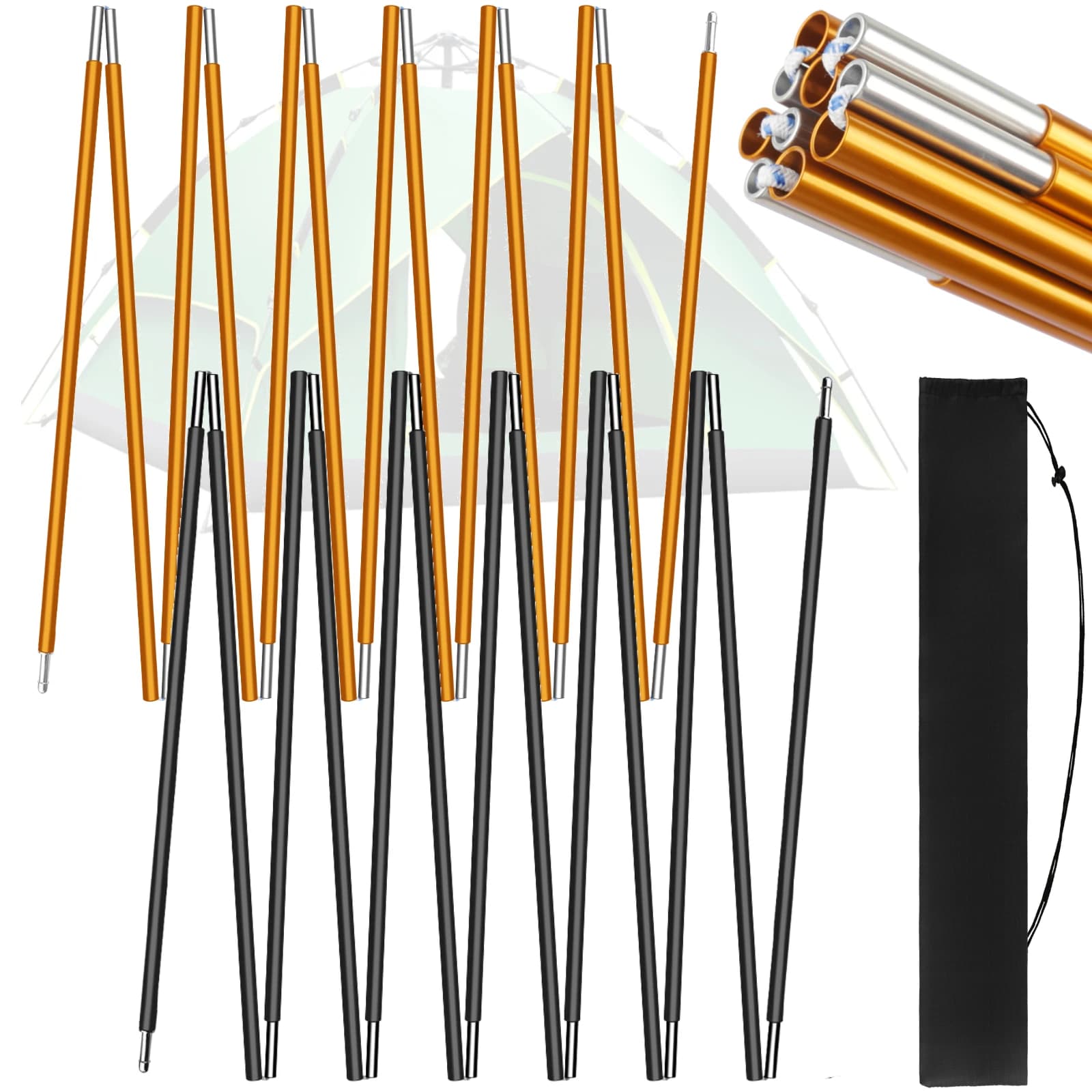 1pc/2pc aluminum alloy tent pole 4.3M/3.6M camping support poles spare accessories for trek tents sun curtains shelter rod frames