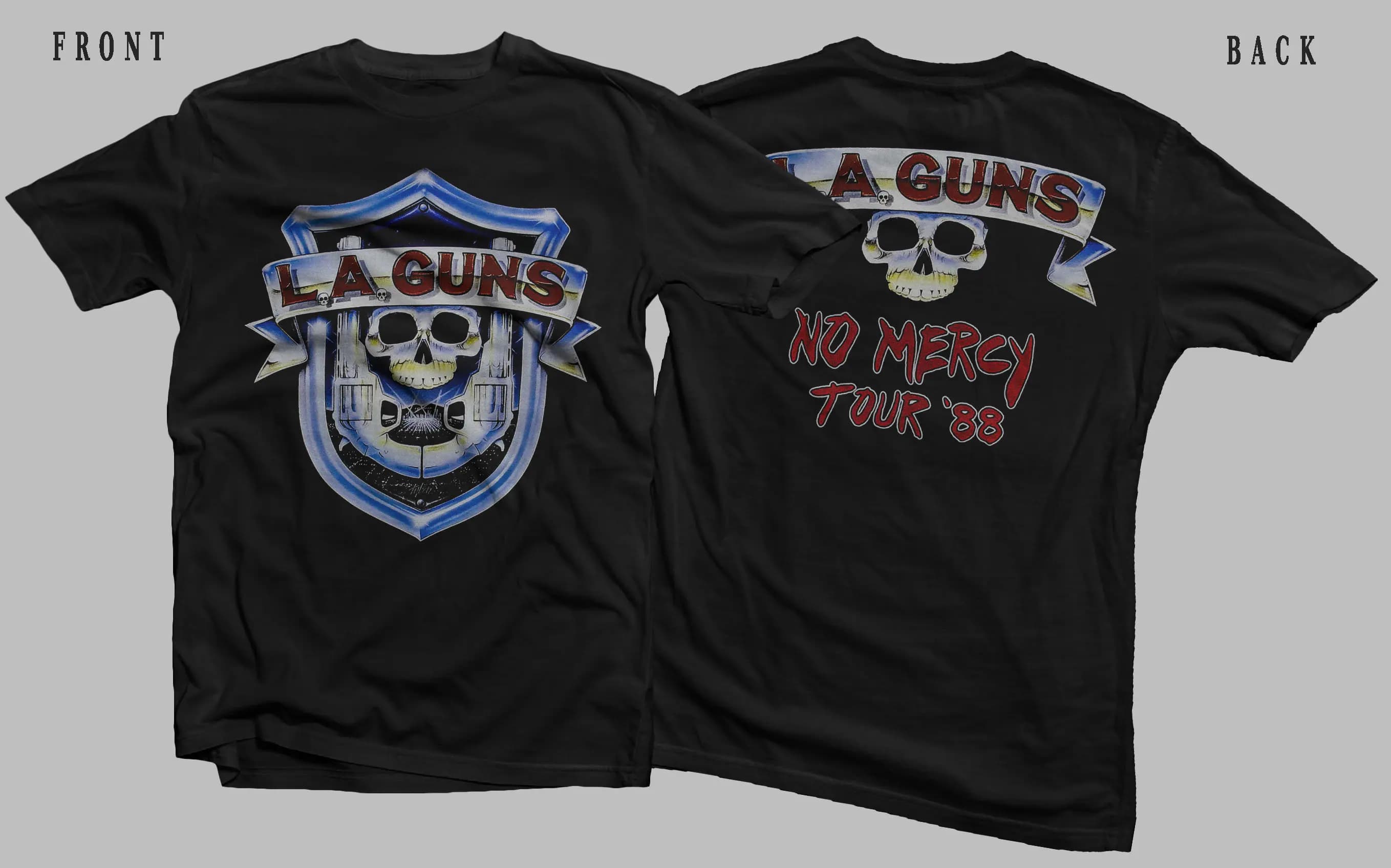 Nuova camicia stampata DTG L A Guns No Mercy Tour '88 Taglia SM Xl 2 3 4 5 6 7XL
