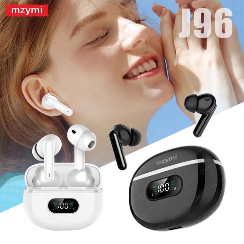 Mzymi In Ear Auricolari wireless J96 Bluetooth5.3 Auricolare con cancellazione del rumore Cuffie sportive ANC + ENC Cuffie da gioco per XIAOMI