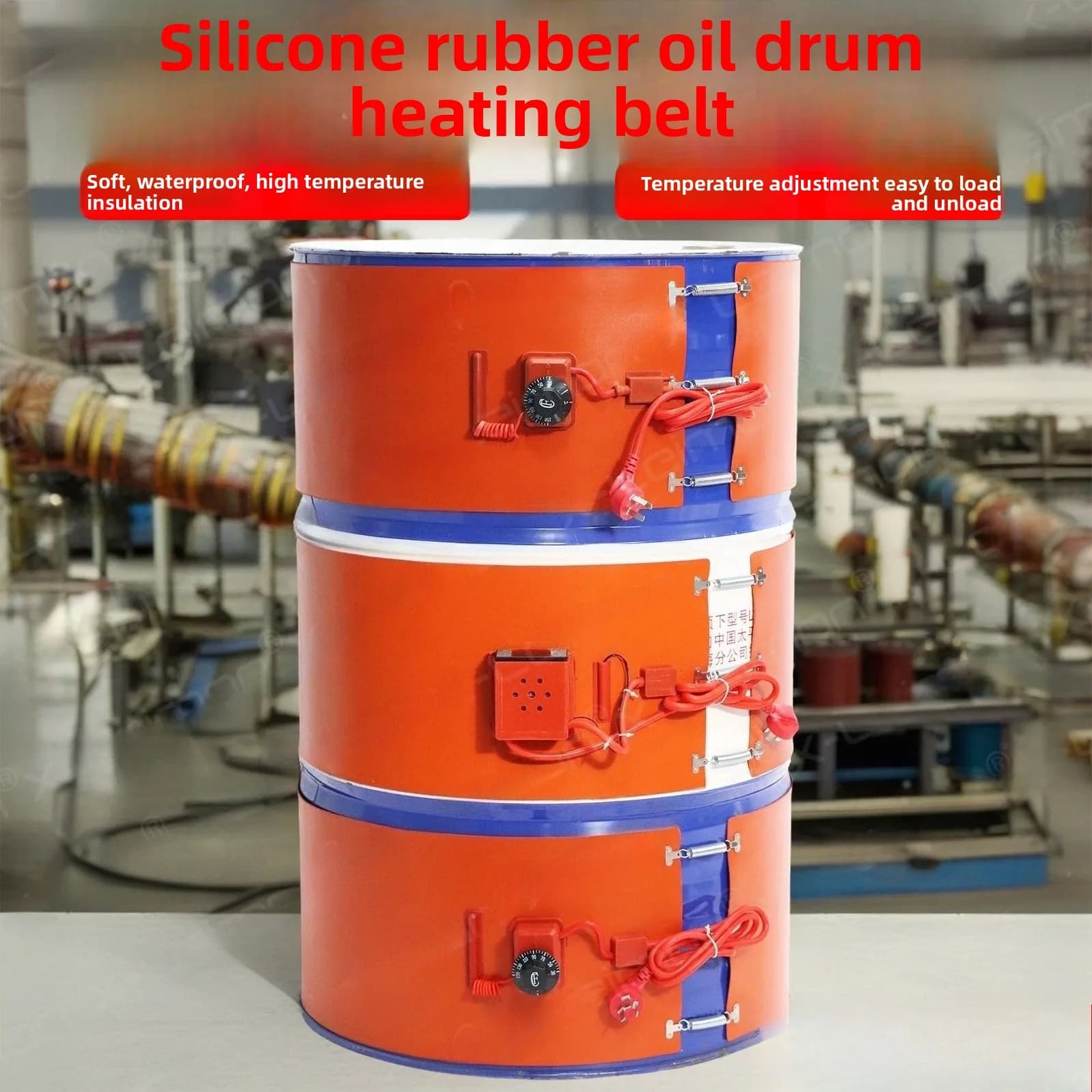 Cinghia Riscaldante in Silicone da 2000W/3000W per Fusti di Olio e Plastica da 200L, Tappetino Isolante Flessibile per Climi Freddi 1740x250mm